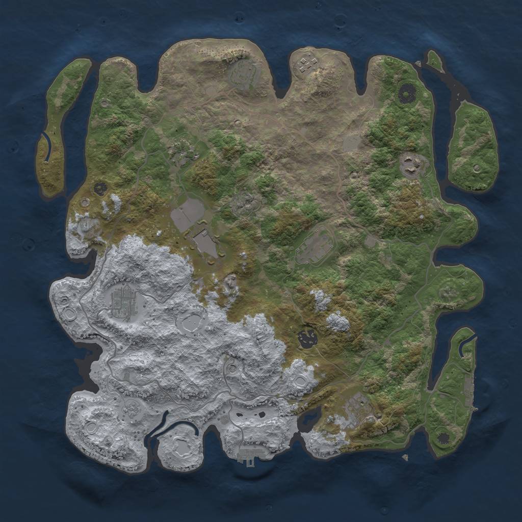 Rust Map: Procedural Map, Size: 4000, Seed: 2106231199, 18 Monuments