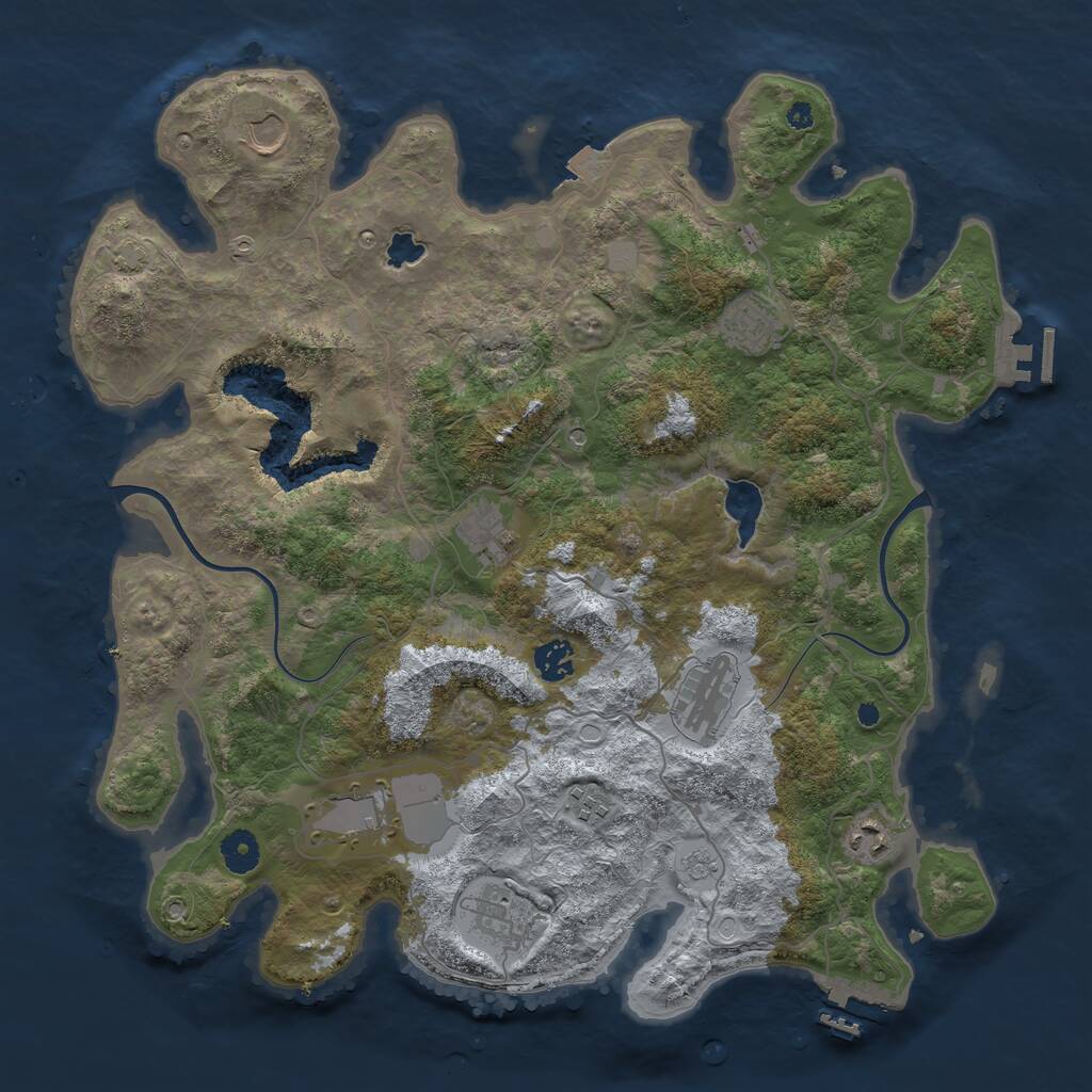 Rust Map: Procedural Map, Size: 4000, Seed: 9327684, 15 Monuments