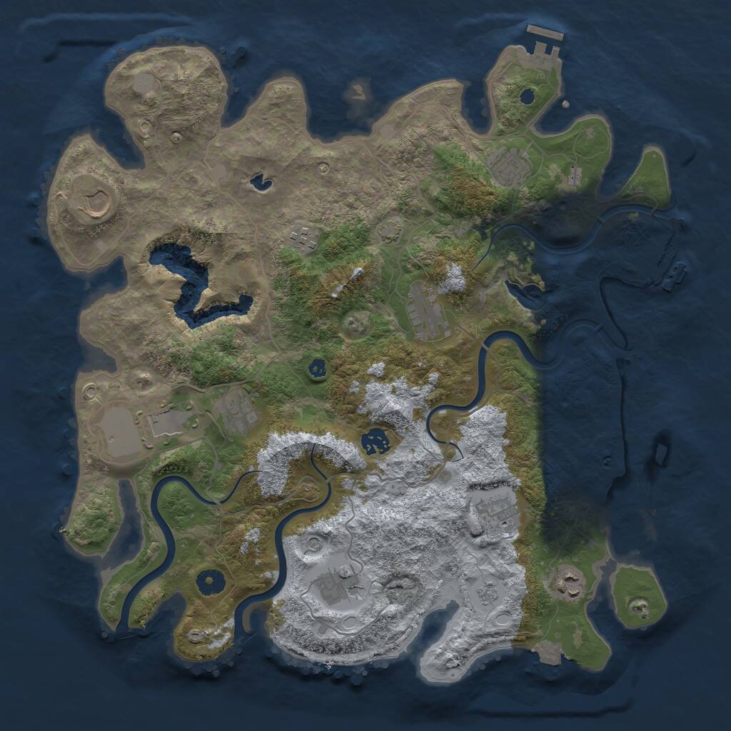 Rust Map: Procedural Map, Size: 4000, Seed: 9327684, 16 Monuments