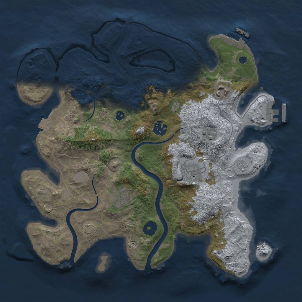 Rust Map: Procedural Map, Size: 3250, Seed: 1208498882, 11 Monuments