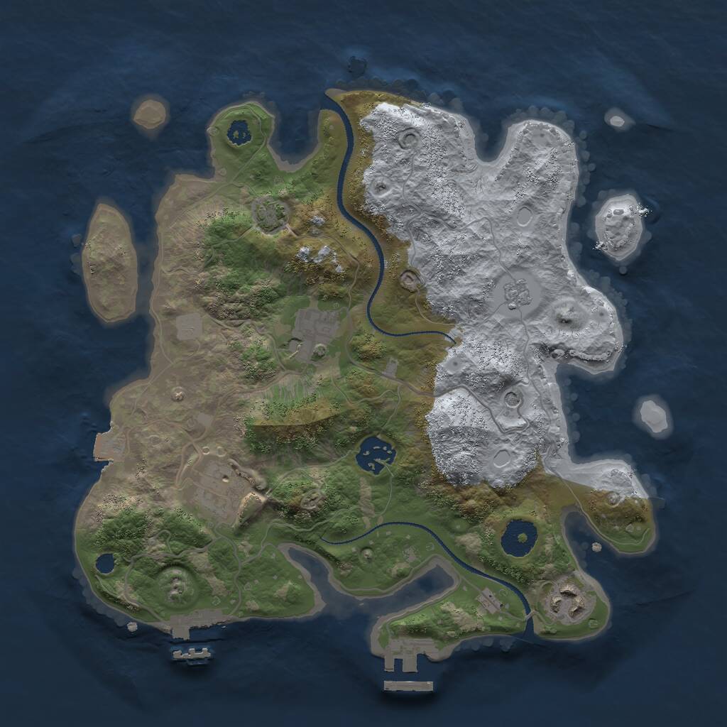 Rust Map: Procedural Map, Size: 3000, Seed: 78528, 10 Monuments