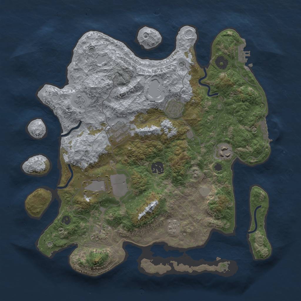 Rust Map: Procedural Map, Size: 3500, Seed: 1341750701, 16 Monuments