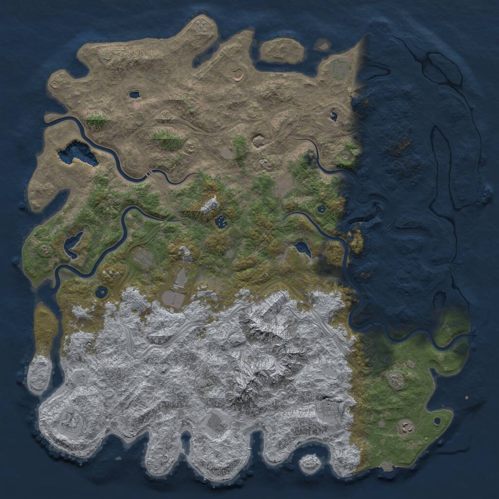 Rust Map: Procedural Map, Size: 6000, Seed: 654645645, 17 Monuments