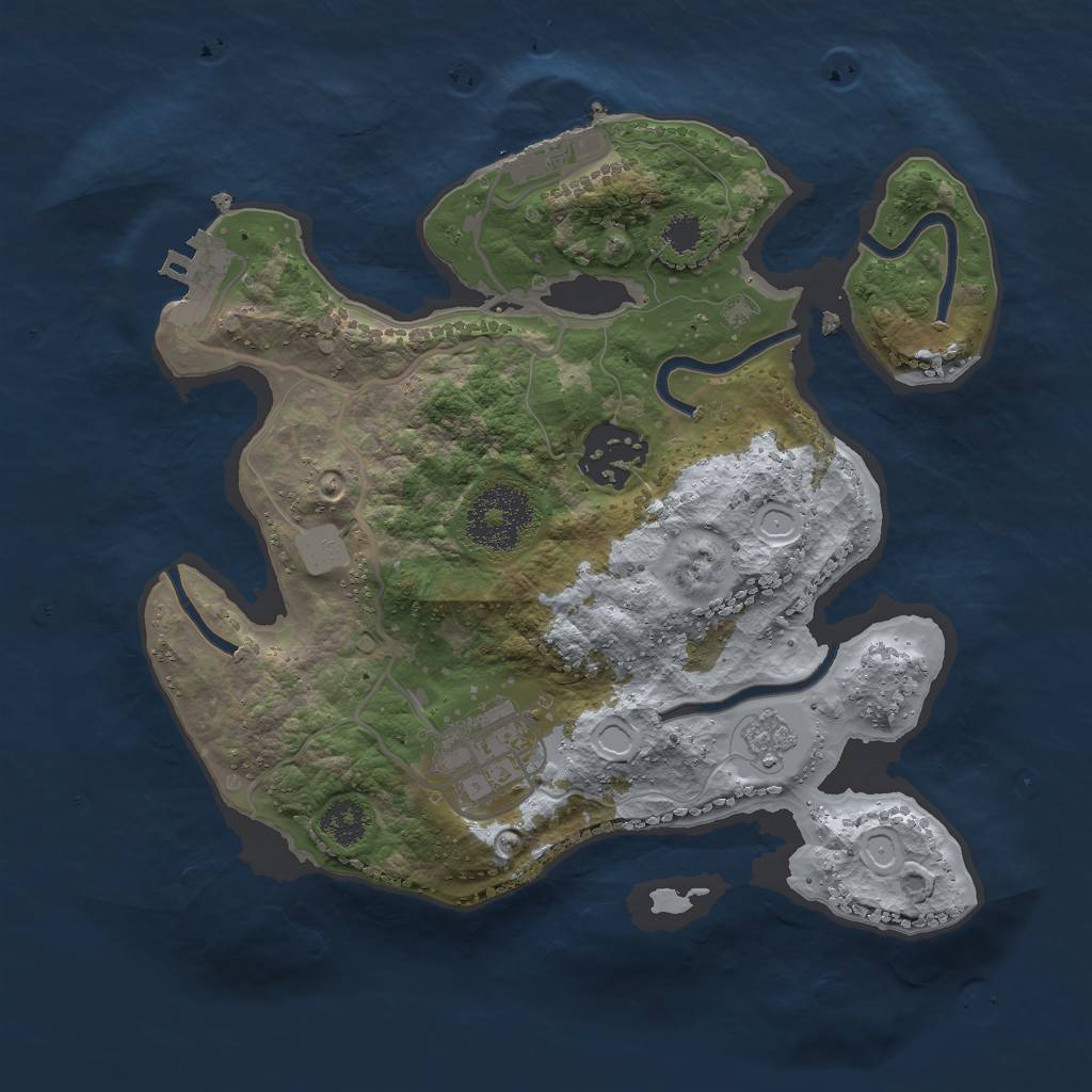 Rust Map: Procedural Map, Size: 2500, Seed: 2045, 10 Monuments