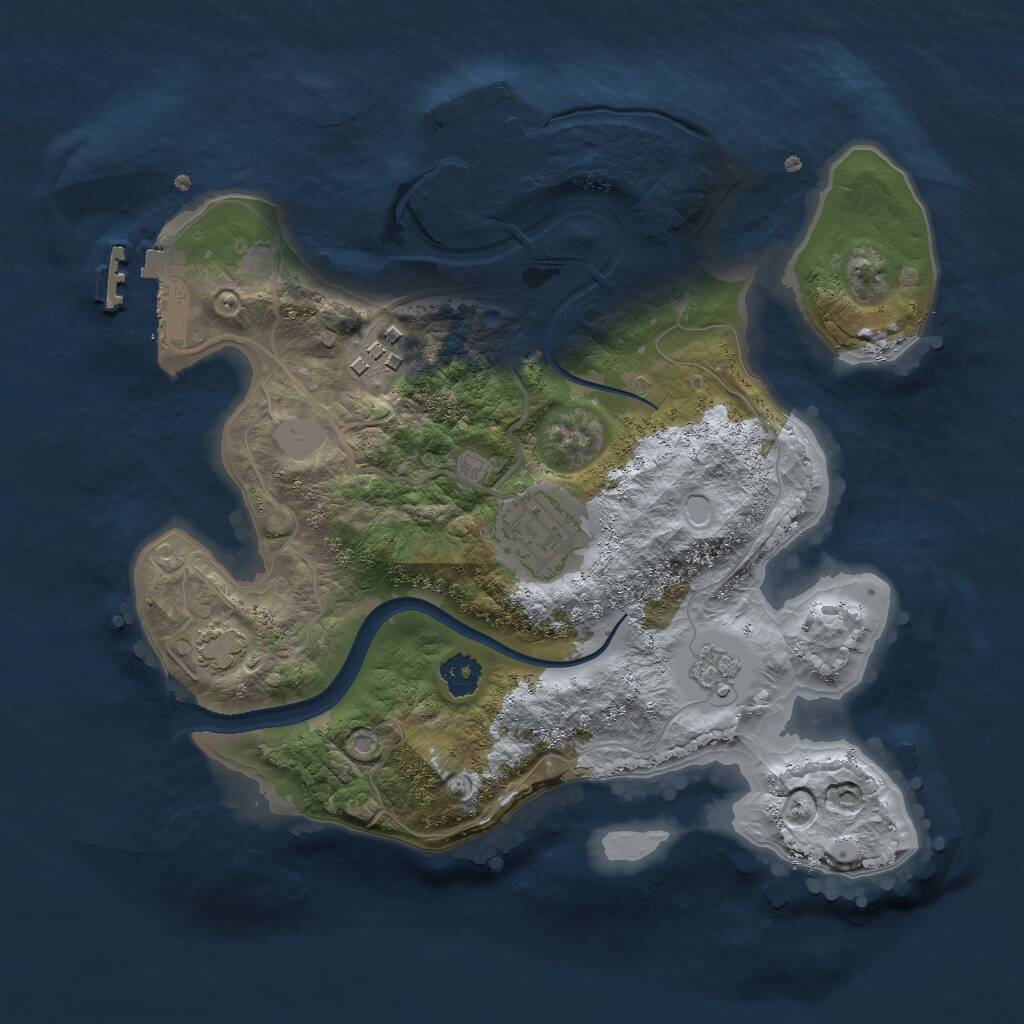 Rust Map: Procedural Map, Size: 2500, Seed: 2045, 7 Monuments
