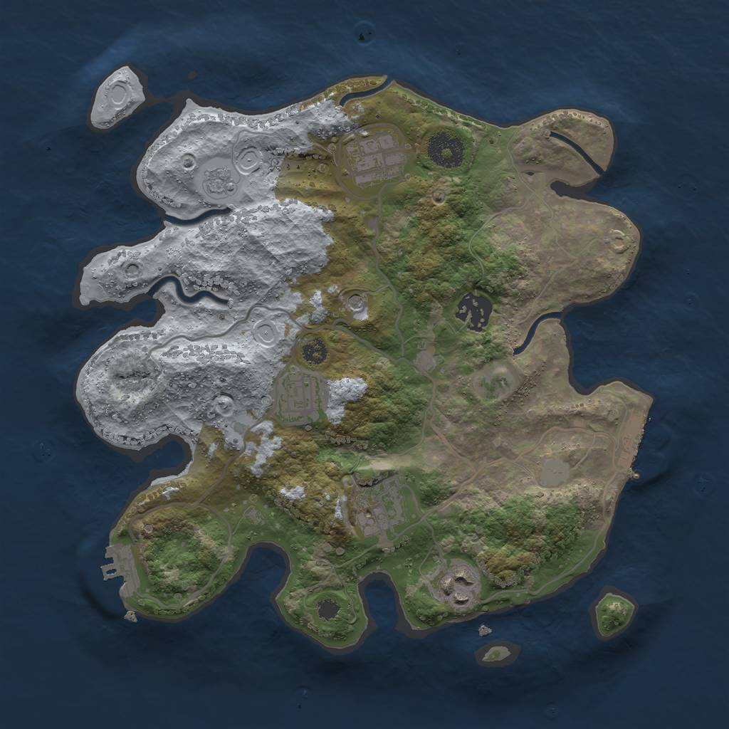Rust Map: Procedural Map, Size: 3000, Seed: 17075, 14 Monuments