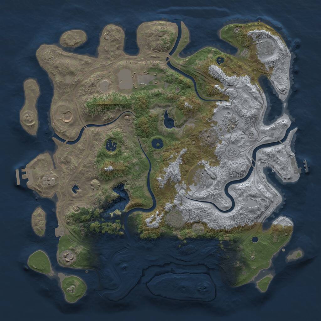 Rust Map: Procedural Map, Size: 4250, Seed: 1845851581, 15 Monuments