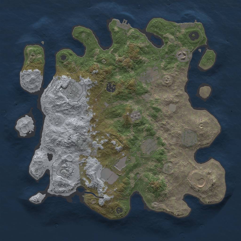 Rust Map: Procedural Map, Size: 3700, Seed: 1443461642, 19 Monuments