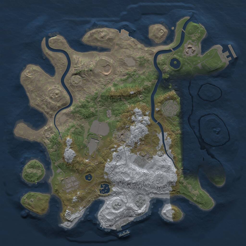 Rust Map: Procedural Map, Size: 3500, Seed: 2449383, 14 Monuments