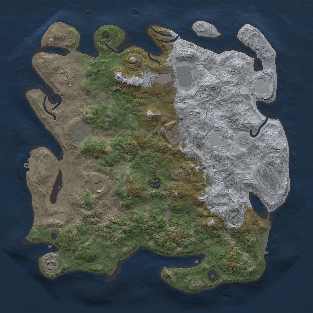 Rust Map: Procedural Map, Size: 4000, Seed: 93403810, 17 Monuments