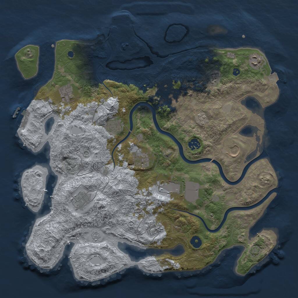 Rust Map: Procedural Map, Size: 3900, Seed: 63666081, 17 Monuments