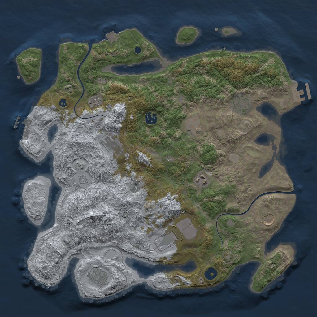Rust Map: Procedural Map, Size: 3900, Seed: 63666081, 15 Monuments