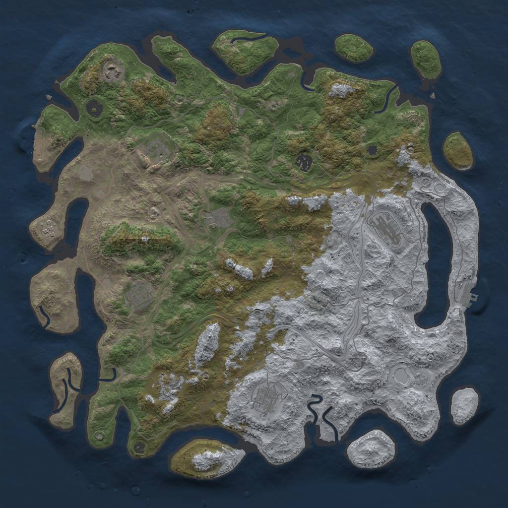 Rust Map: Procedural Map, Size: 4500, Seed: 351, 18 Monuments