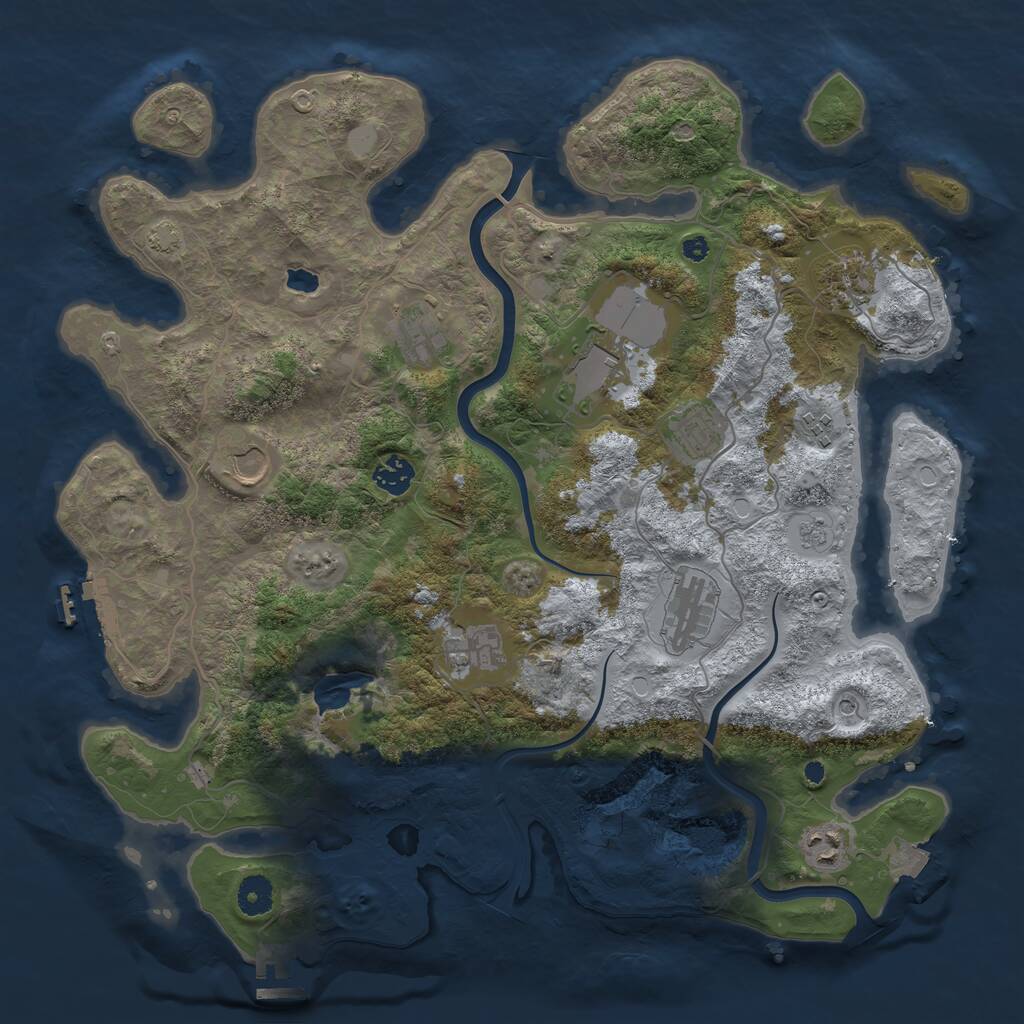 Rust Map: Procedural Map, Size: 4000, Seed: 741386065, 16 Monuments