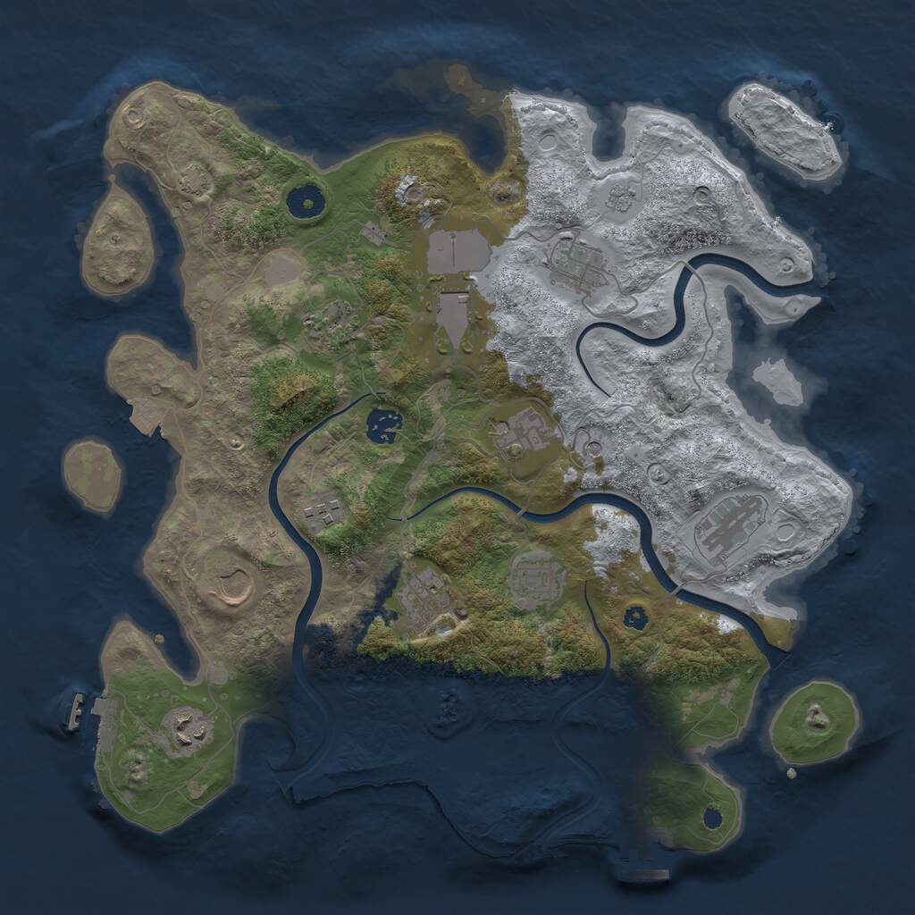 Rust Map: Procedural Map, Size: 3800, Seed: 93796890, 17 Monuments