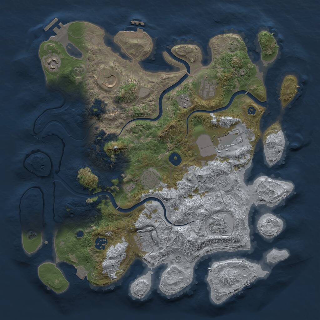 Rust Map: Procedural Map, Size: 3800, Seed: 2190326, 15 Monuments