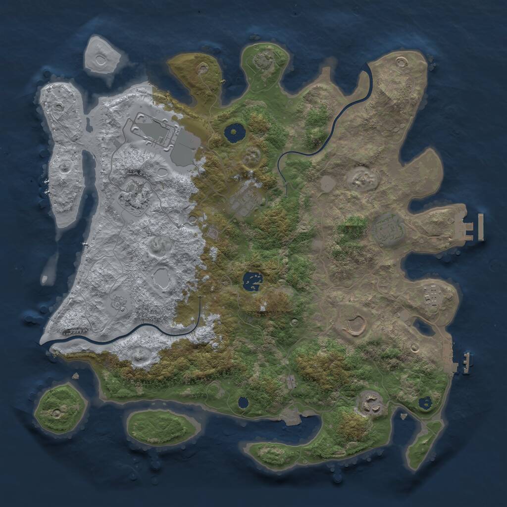 Rust Map: Procedural Map, Size: 3800, Seed: 2142306329, 14 Monuments