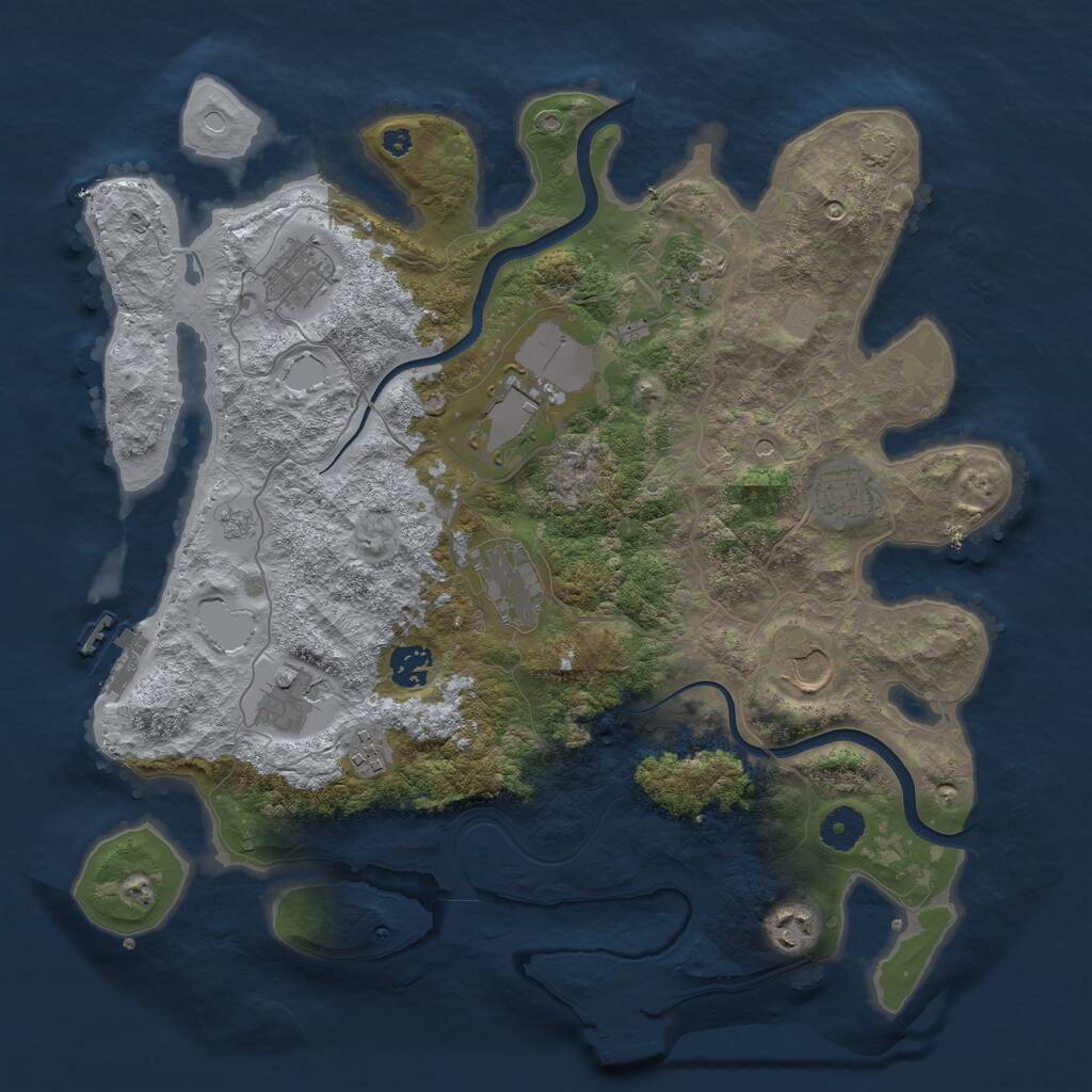 Rust Map: Procedural Map, Size: 3800, Seed: 2142306329, 16 Monuments