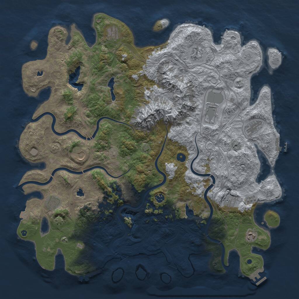 Rust Map: Procedural Map, Size: 5000, Seed: 4837486, 17 Monuments