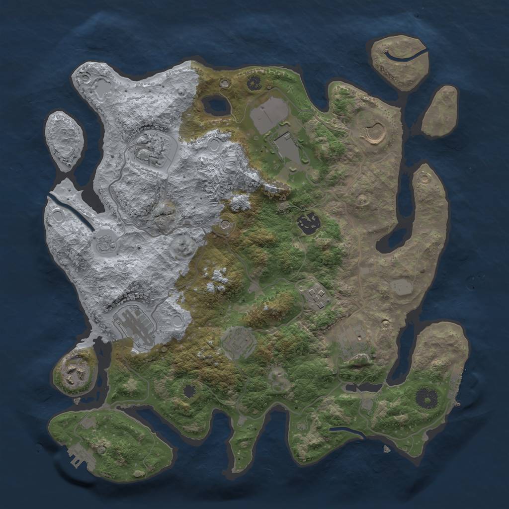 Rust Map: Procedural Map, Size: 3500, Seed: 1126917972, 18 Monuments