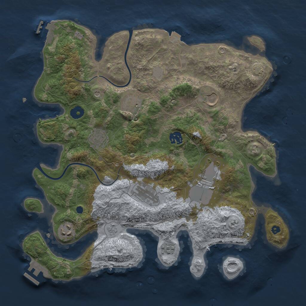 Rust Map: Procedural Map, Size: 3500, Seed: 341551458, 14 Monuments