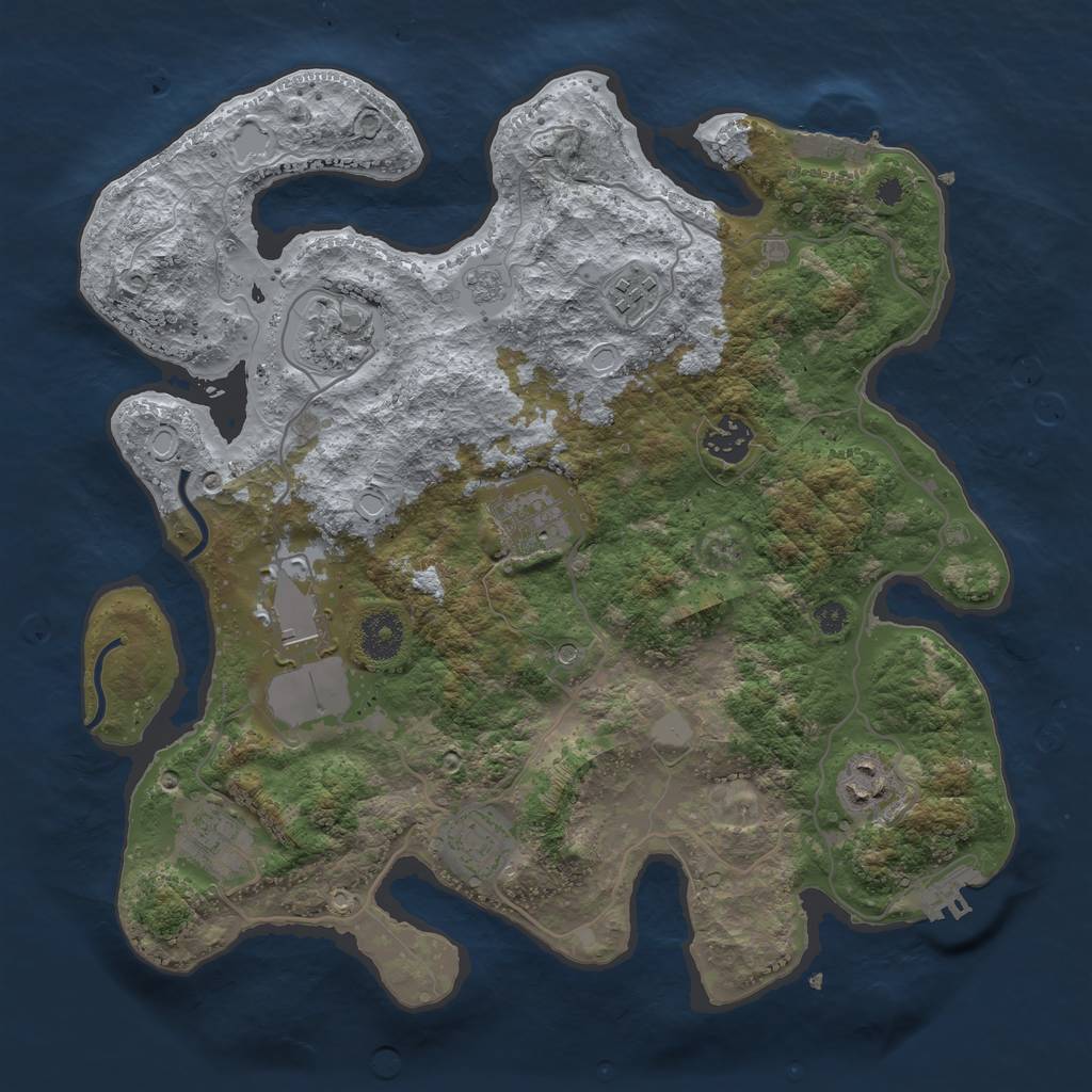 Rust Map: Procedural Map, Size: 3500, Seed: 1615582995, 17 Monuments