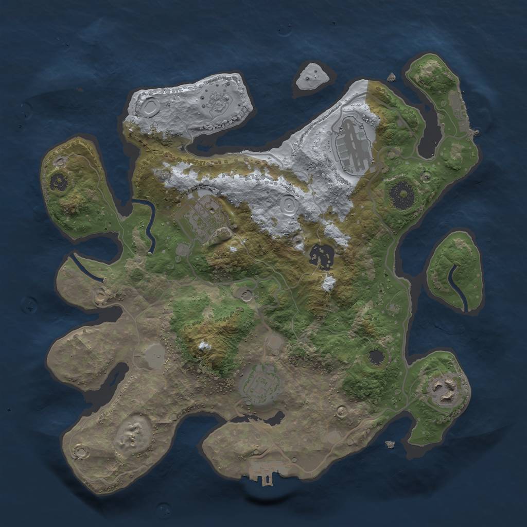 Rust Map: Procedural Map, Size: 3000, Seed: 1725862079, 14 Monuments