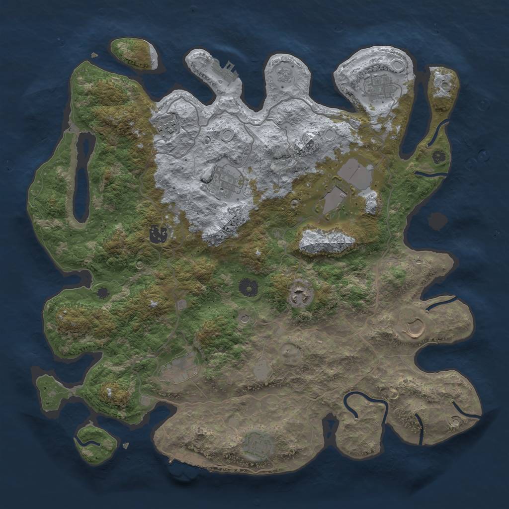 Rust Map: Procedural Map, Size: 4000, Seed: 594010144, 18 Monuments