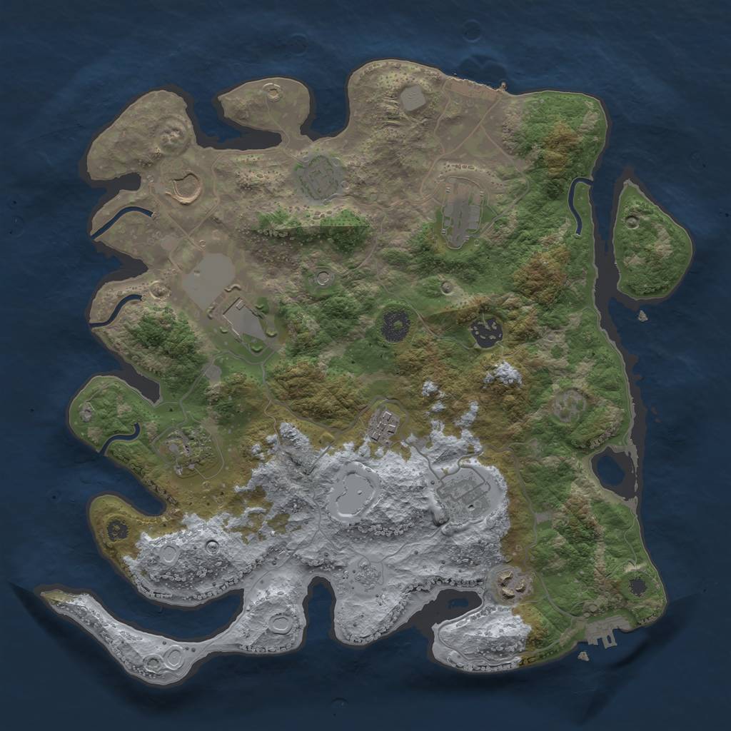 Rust Map: Procedural Map, Size: 3550, Seed: 993459, 18 Monuments