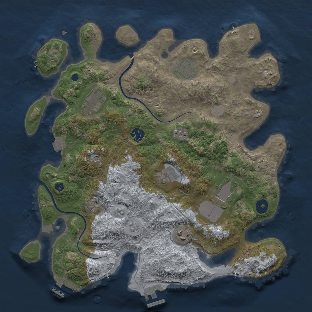 Rust Map: Procedural Map, Size: 3500, Seed: 80131680, 13 Monuments