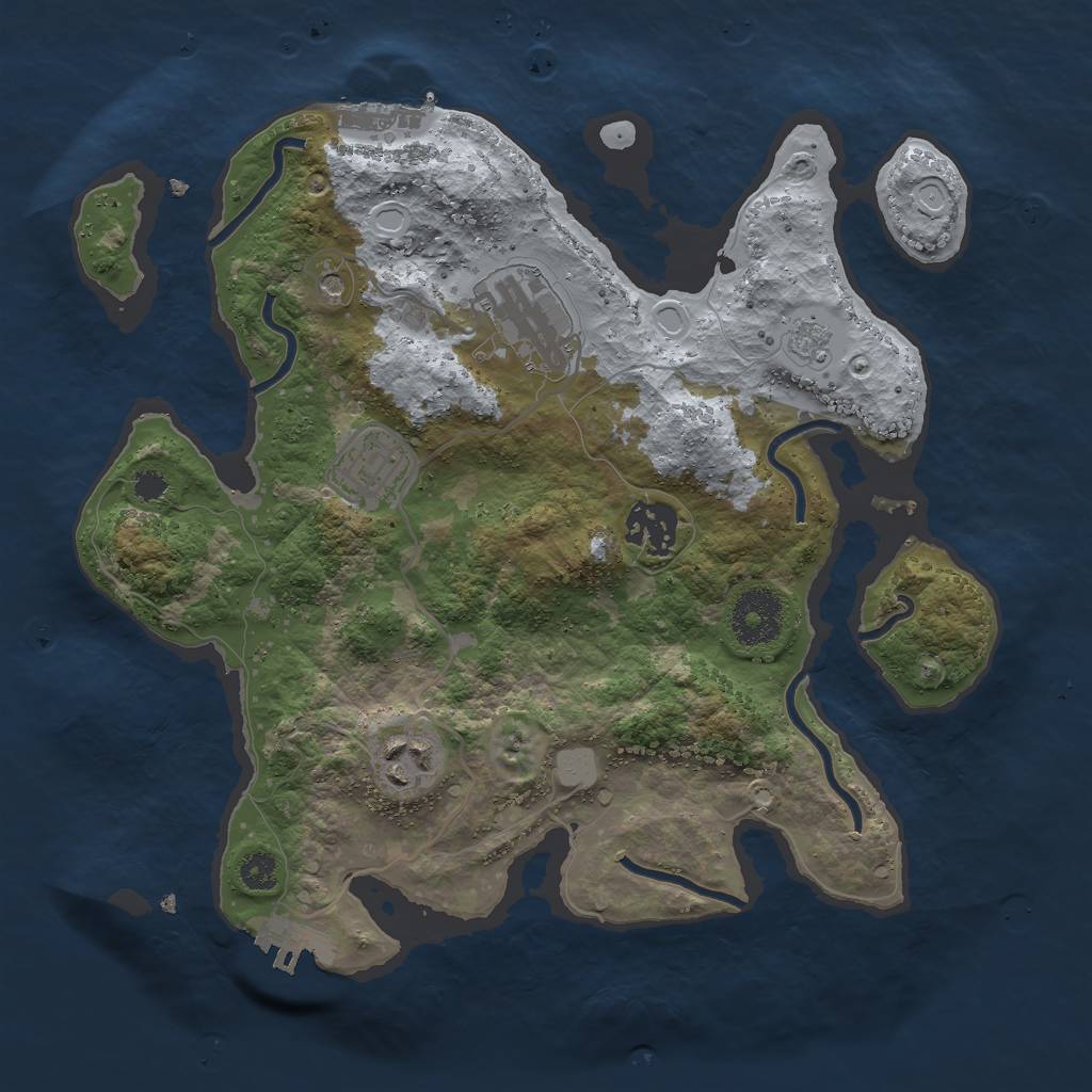 Rust Map: Procedural Map, Size: 3000, Seed: 8021653, 13 Monuments