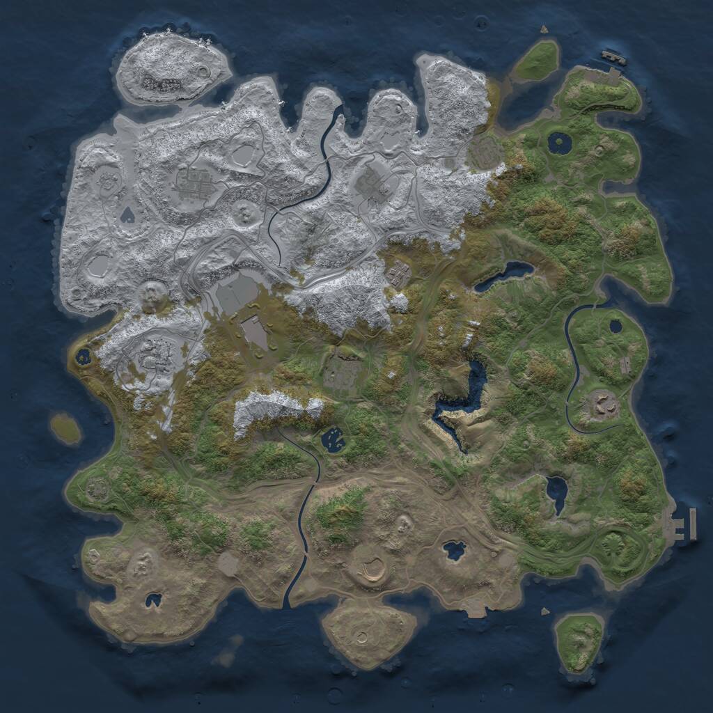 Rust Map: Procedural Map, Size: 4500, Seed: 1028524236, 16 Monuments