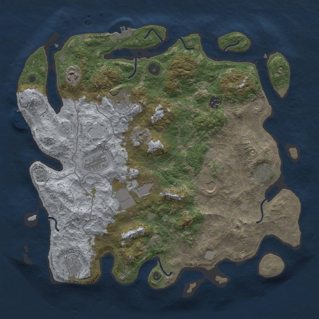 Rust Map: Procedural Map, Size: 4000, Seed: 244122769, 18 Monuments