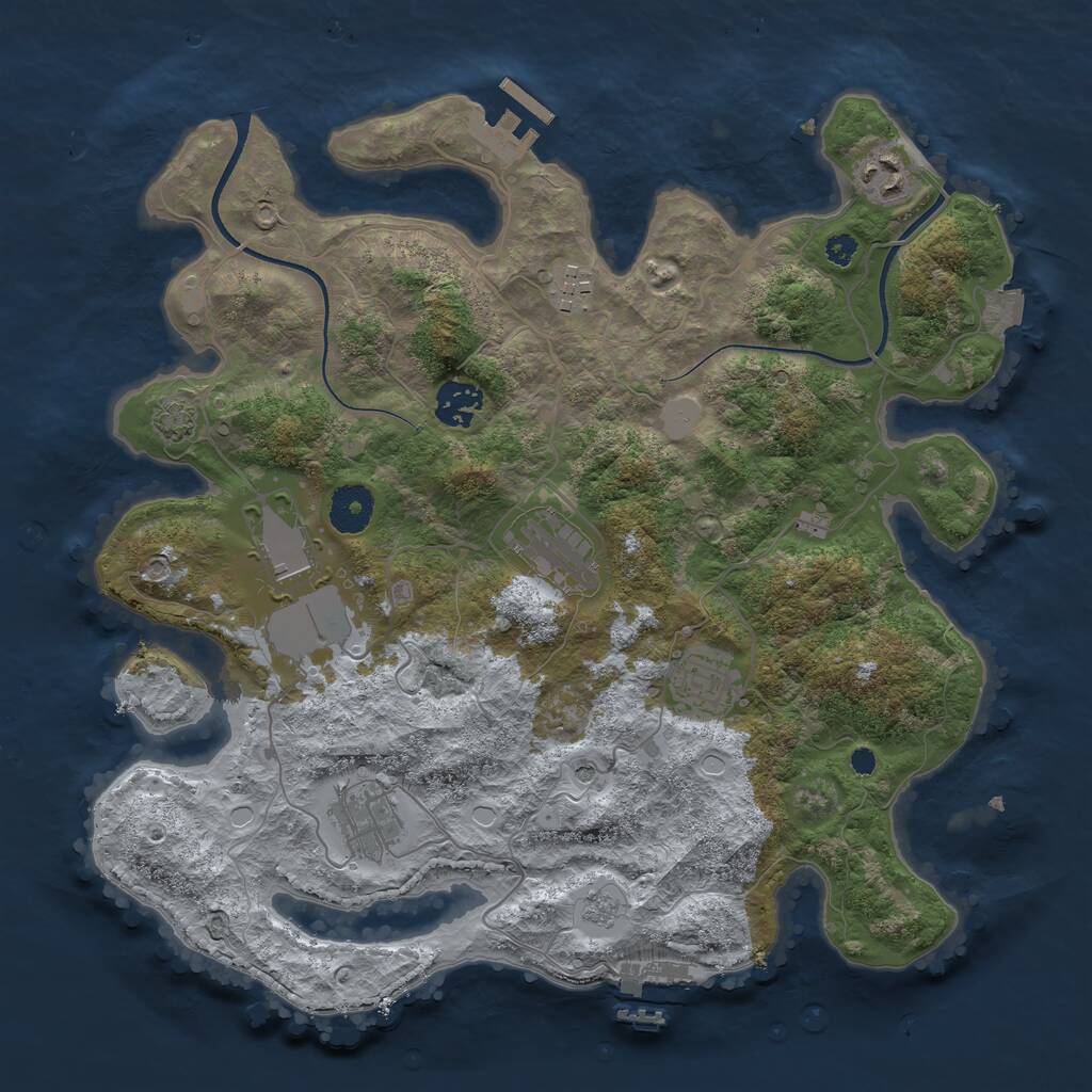 Rust Map: Procedural Map, Size: 3500, Seed: 24099421, 13 Monuments