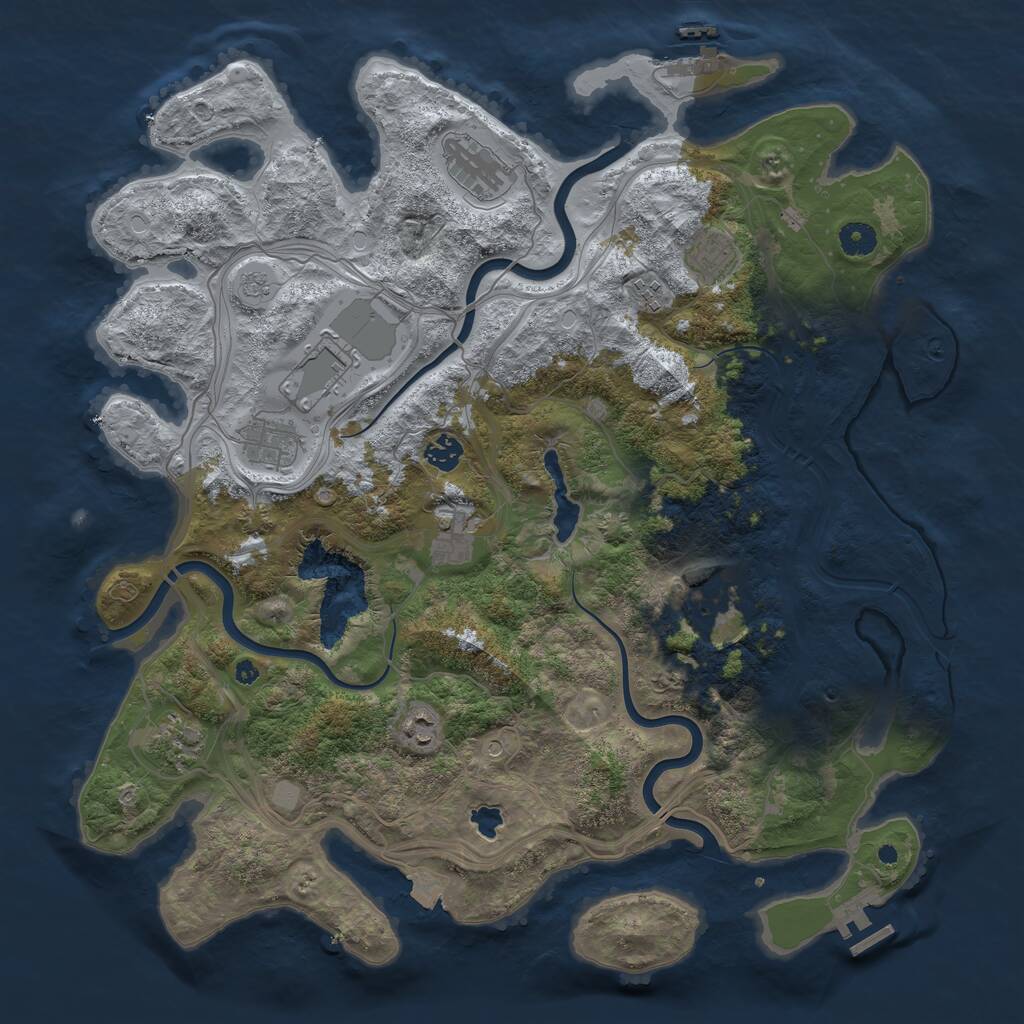 Rust Map: Procedural Map, Size: 4300, Seed: 841945407, 16 Monuments