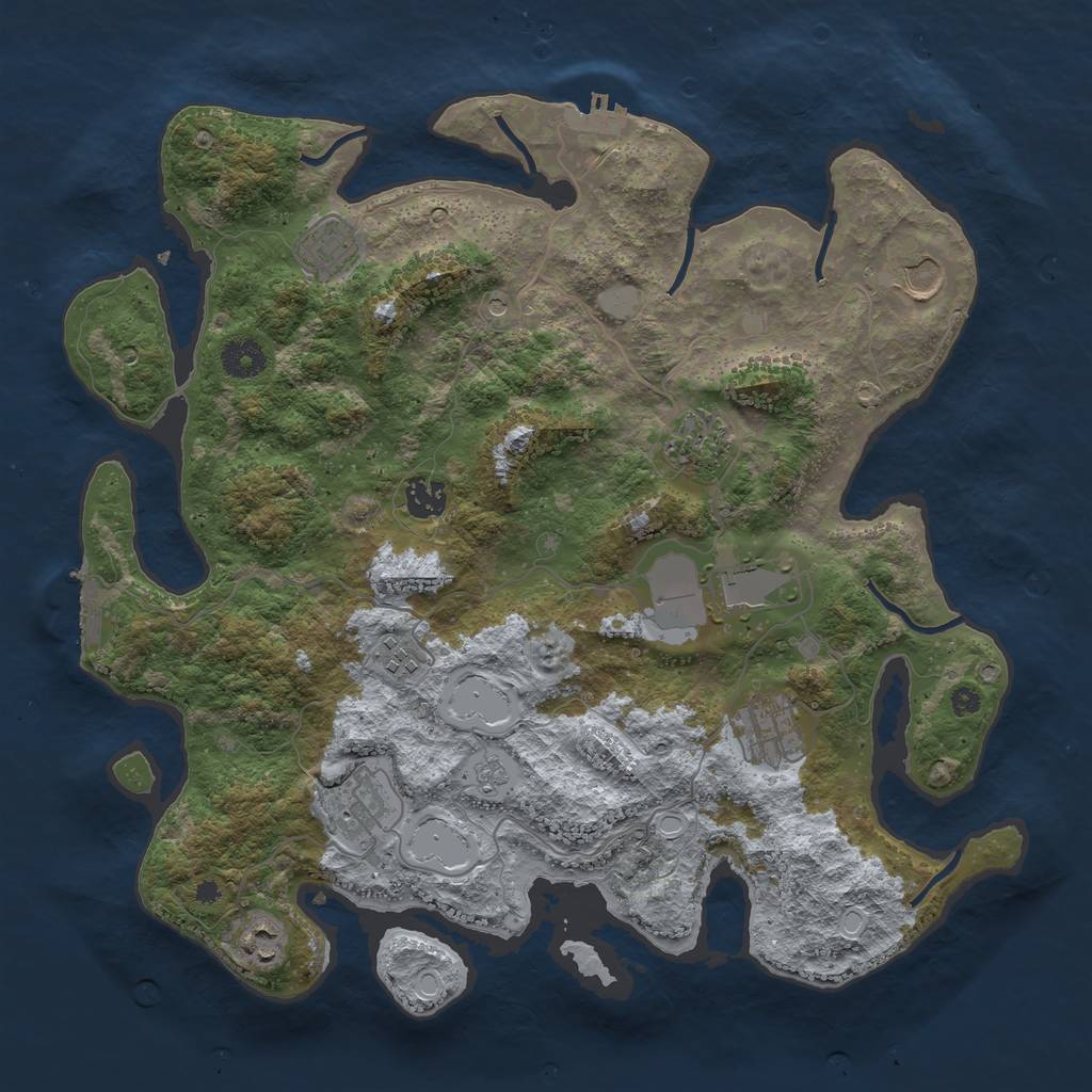Rust Map: Procedural Map, Size: 3850, Seed: 76459842, 18 Monuments