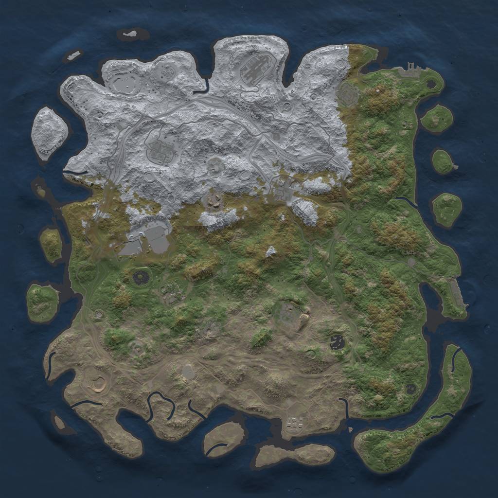 Rust Map: Procedural Map, Size: 4800, Seed: 1648, 20 Monuments