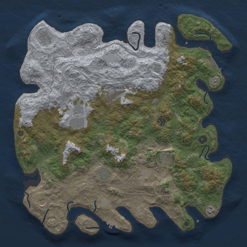 Rust Map: Procedural Map, Size: 4500, Seed: 83580298, 19 Monuments