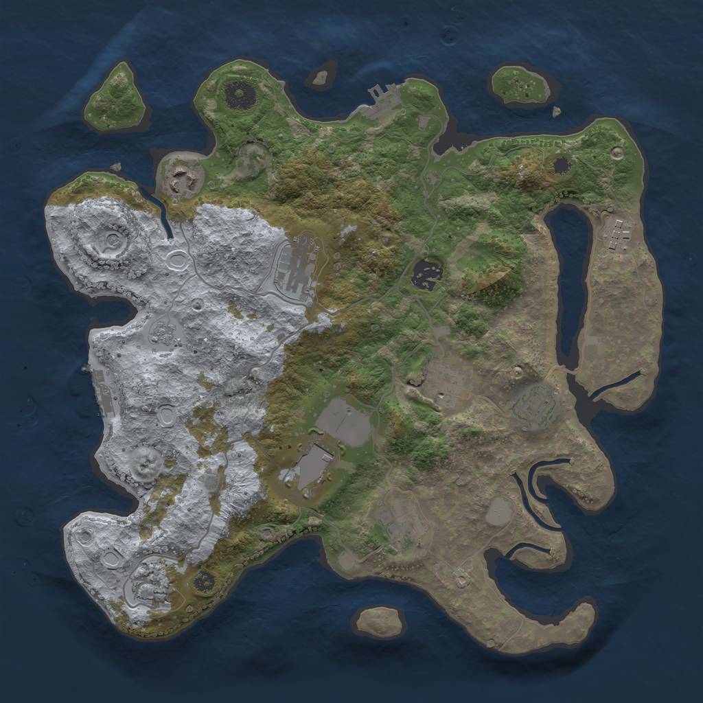 Rust Map: Procedural Map, Size: 3500, Seed: 27532471, 18 Monuments