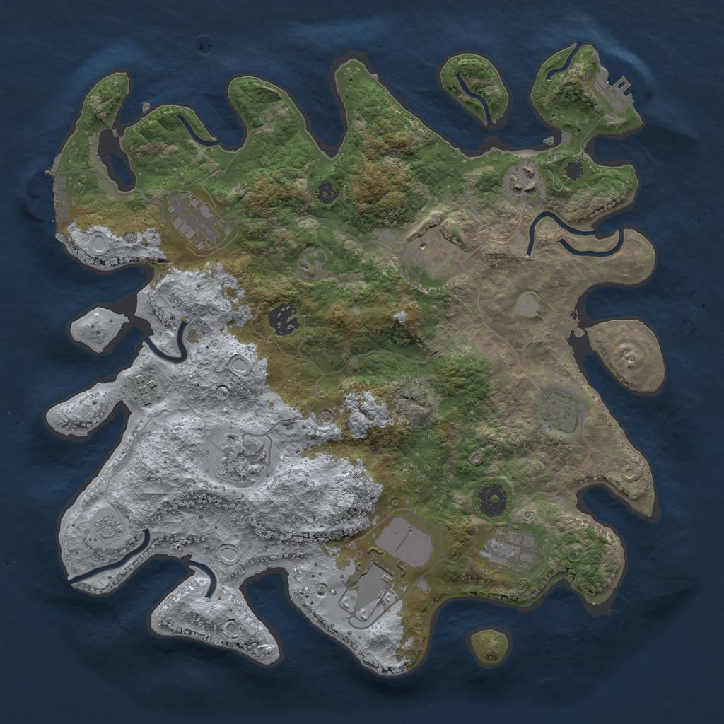 Rust Map: Procedural Map, Size: 3500, Seed: 35429815, 18 Monuments