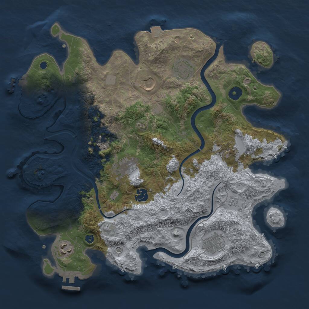 Rust Map: Procedural Map, Size: 3500, Seed: 26592308, 14 Monuments