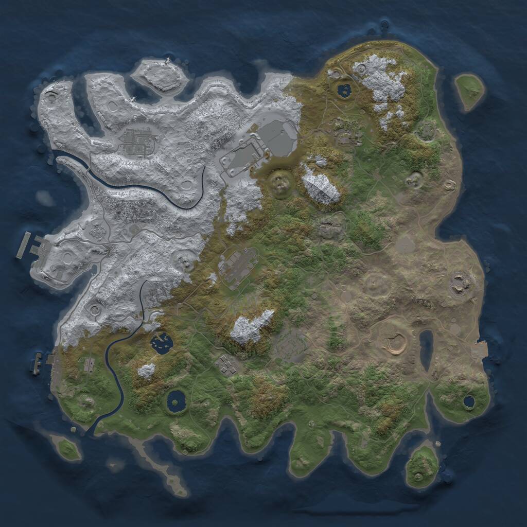 Rust Map: Procedural Map, Size: 3800, Seed: 51983048, 15 Monuments