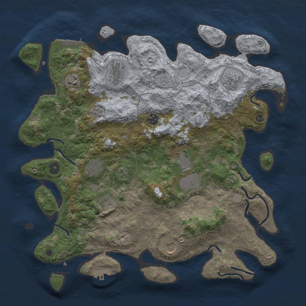 Rust Map: Procedural Map, Size: 4000, Seed: 4615374, 17 Monuments
