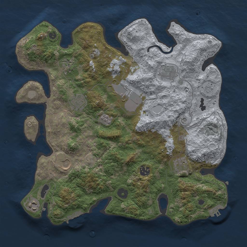 Rust Map: Procedural Map, Size: 3500, Seed: 70217916, 18 Monuments