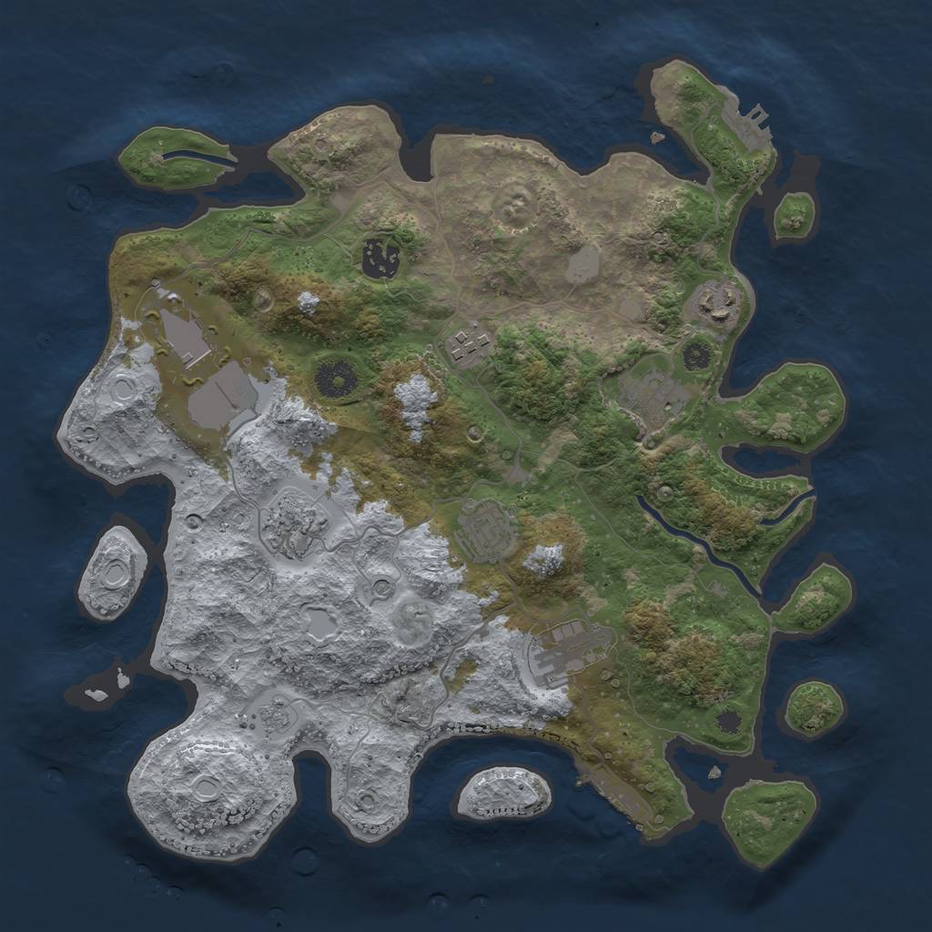 Rust Map: Procedural Map, Size: 3500, Seed: 80618649, 17 Monuments