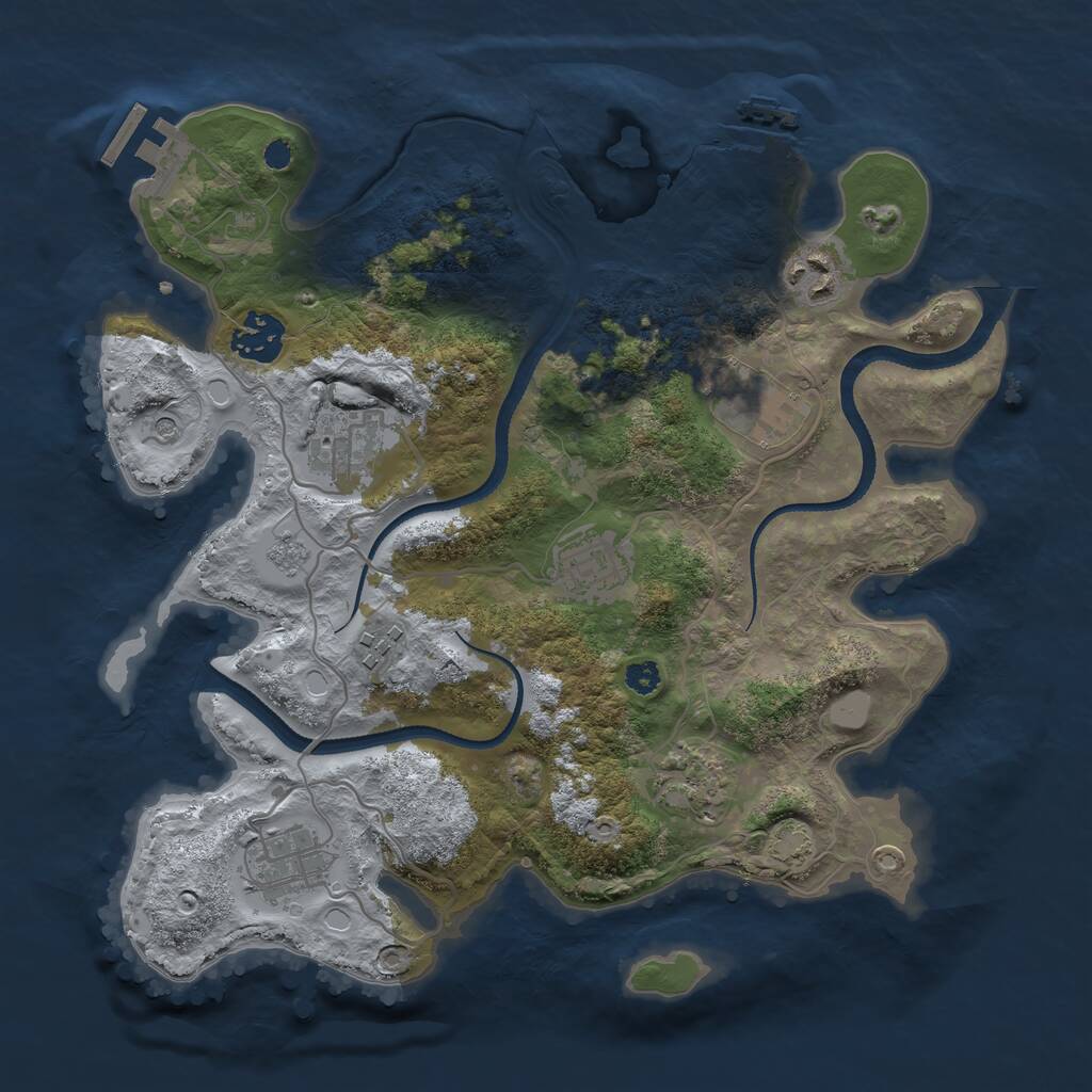 Rust Map: Procedural Map, Size: 3200, Seed: 253, 14 Monuments