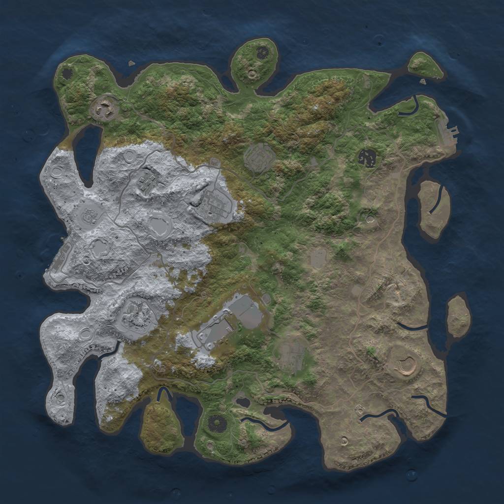 Rust Map: Procedural Map, Size: 4000, Seed: 991782178, 18 Monuments