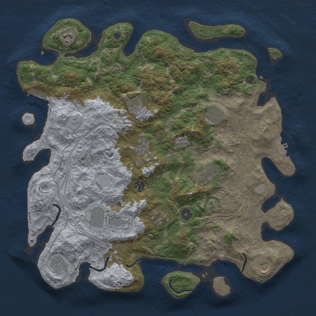 Rust Map: Procedural Map, Size: 4250, Seed: 1331382998, 20 Monuments