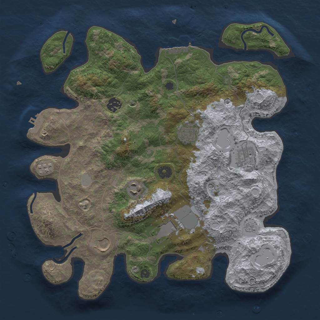 Rust Map: Procedural Map, Size: 3500, Seed: 1727293909, 16 Monuments