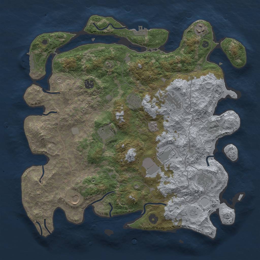 Rust Map: Procedural Map, Size: 4050, Seed: 336705644, 18 Monuments
